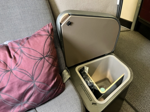 Qatar Airways Qsuite ottoman storage