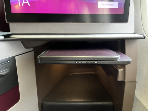 Qatar Airways Qsuite tray table