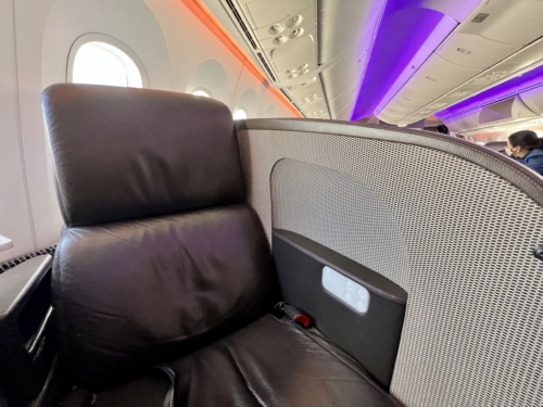 Virgin Atlantic 787 Upper Class arm rest