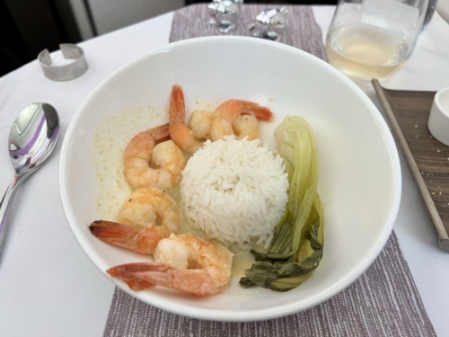 Virgin Atlantic 787 Upper Class prawns