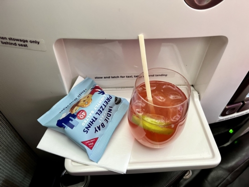 Virgin Atlantic 787 Upper Class takeoff drink