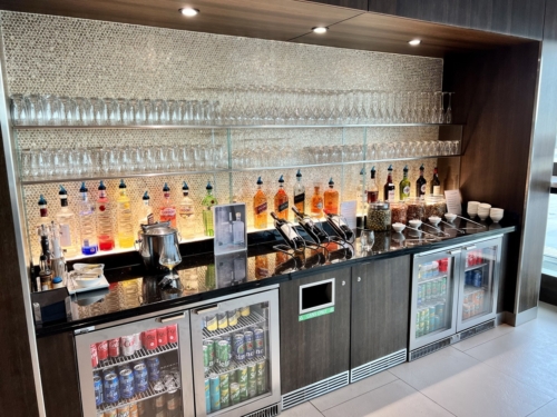 BA First lounge Gatwick spirits