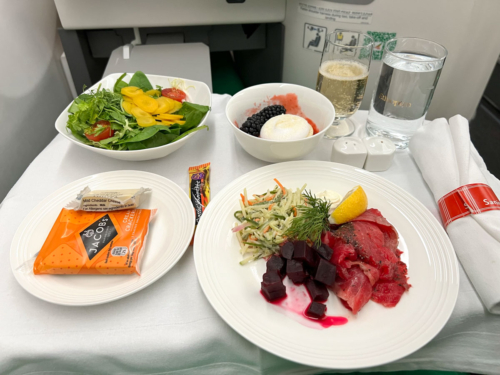 Ethiopian Airlines Cloud 9 A350 food