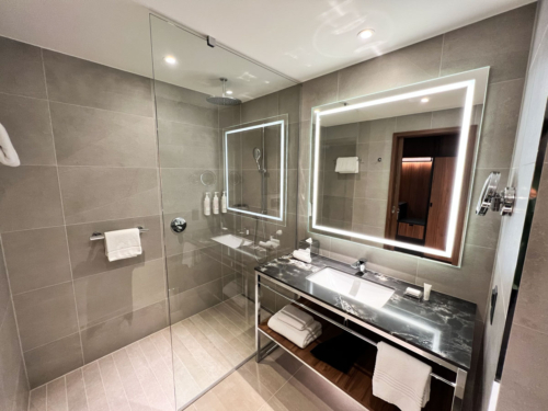 Marriott Geneva deluxe room bathroom