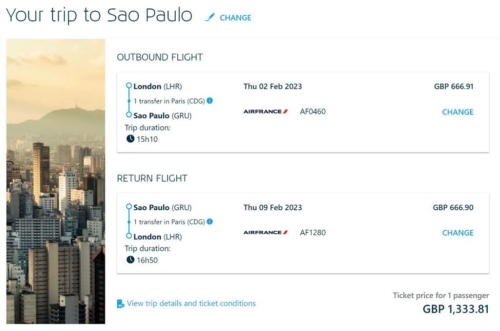 Excellent flight deal from the UK to Sao Paulo