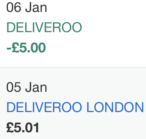 Deliveroo American Express Gold cashback