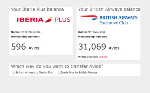 Iberia combine my Avios British Airways