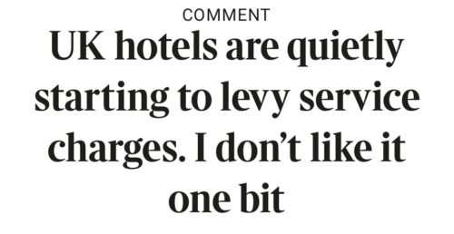 Sunday Times on UK hotel service charges