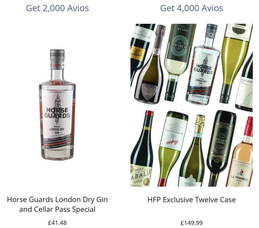 Get 2,000 Avios Get 4,000 Avios Horse Guards London Dry Gin HFP Exclusive Twelve Case and Cellar Pass Special 41.48 149.99 