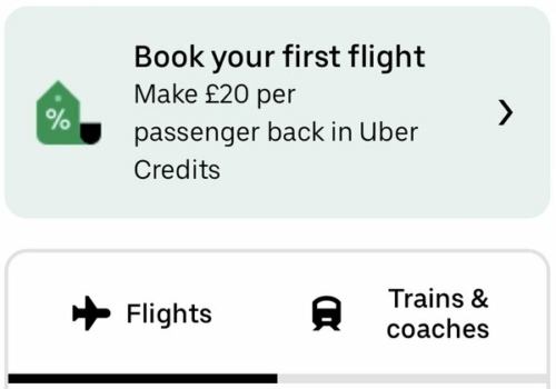 Uber Flights £20 discount