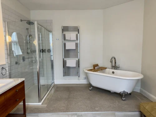 Billesley Manor Suite Bathroom - shower and bath