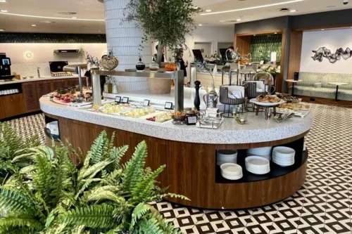 Saudia Heathrow Terminal 4 lounge buffet